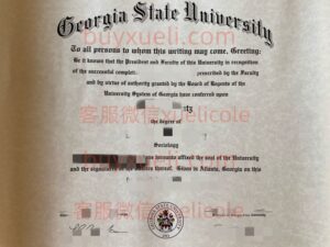 办理佐治亚州立大学GSU英文毕业证书，美国线上购买Georgia State University毕业文凭,添加专业客服微信（xuelicole）咨询下单流程,佐治亚州立大学GSU毕业证书模版图,办美国真实留信认证