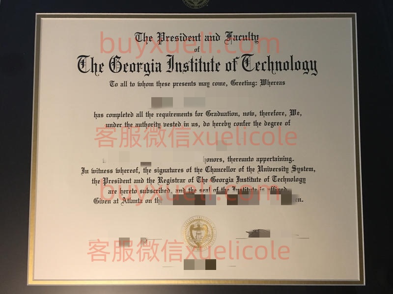 办理佐治亚理工学院Georgia Tech英文毕业证书，美国线上购买Georgia Institute of Technology毕业文凭,添加专业客服微信（xuelicole）咨询下单流程,佐治亚理工学院Gatech毕业证书模版图,办美国真实留信认证