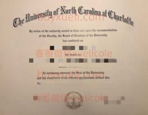 办理北卡罗来纳大学夏洛特分校UNCC英文毕业证书，美国线上购买UNC Charlotte毕业文凭,添加专业客服微信（xuelicole）咨询下单流程,北卡罗来纳大学夏洛特分校Charlotte毕业证书模版图