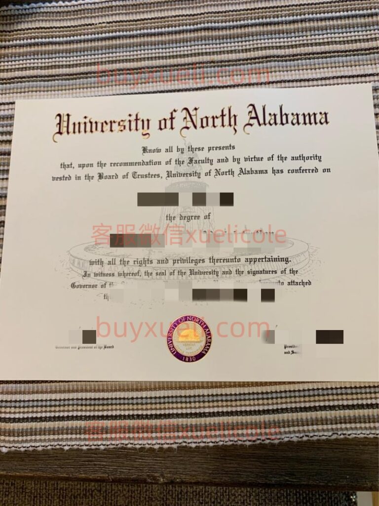 办理北阿拉巴马大学UNA英文毕业证书,美国线上购买北阿拉巴马大学毕业文凭,添加专业客服微信(xuelicole)咨询下单流程,北阿拉巴马大学UNA毕业证书模版图,办美国真实留信认证