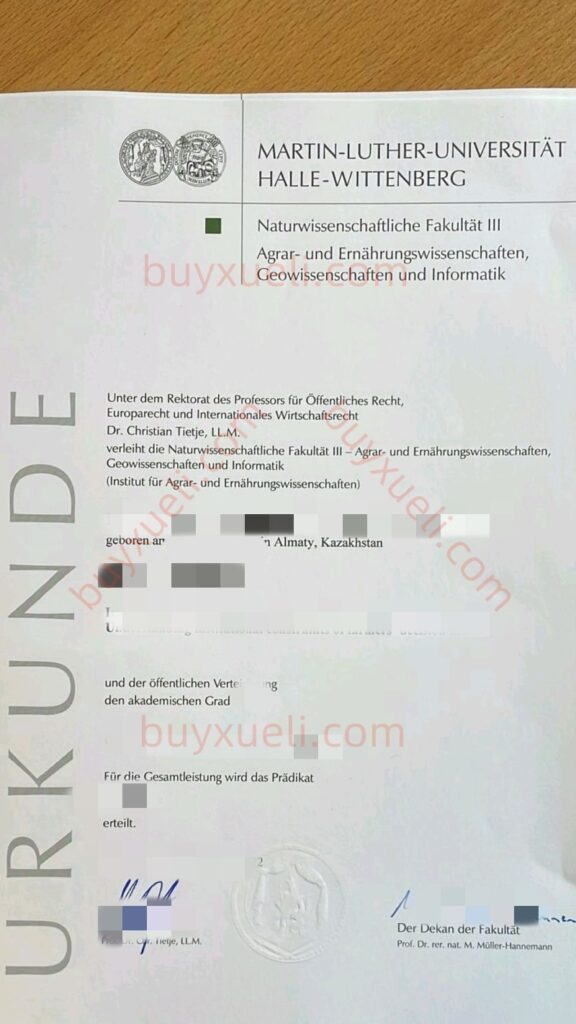 在线办理德国哈雷-维滕贝格马丁路德大学毕业书，哈勒－维腾贝格大学学历文凭制作，Uni Halle本科毕业证，MLU硕士文凭