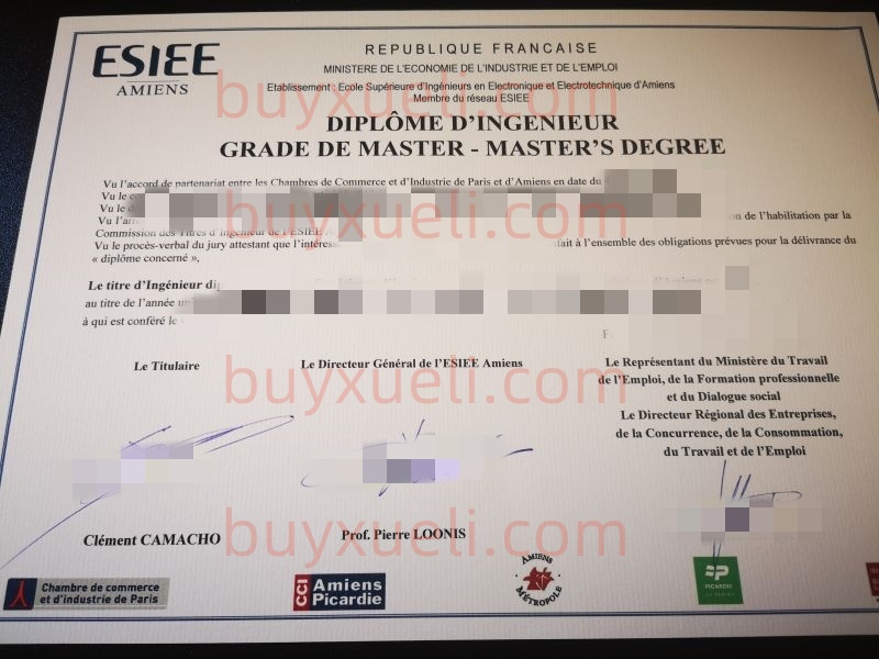 在线买巴黎电子工程师高等学校毕业证书,购买法国原版文凭亚眠高等电子与电工技术工程师学院毕业文凭,ESIEE-Amiens学位证书,