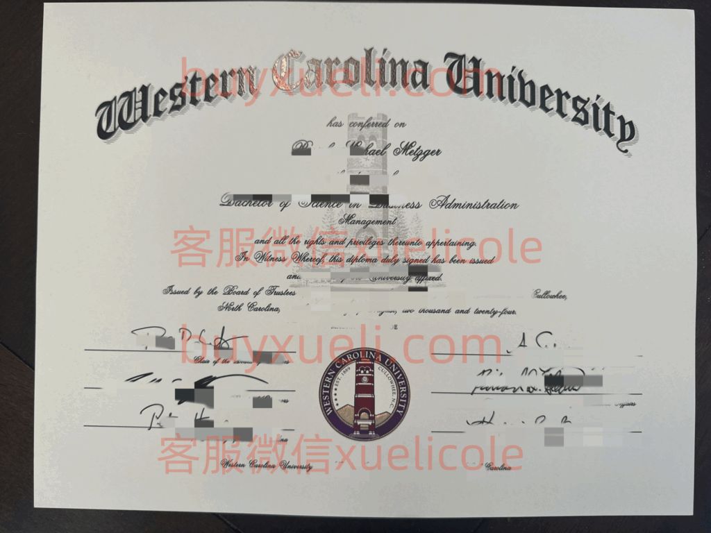 办理西卡罗来纳大学WCU英文毕业证书，美国线上购买Western Carolina University毕业文凭,添加专业客服微信（xuelicole）咨询下单流程,西卡罗来纳大学毕业证书模版图,办美国真实留信认证