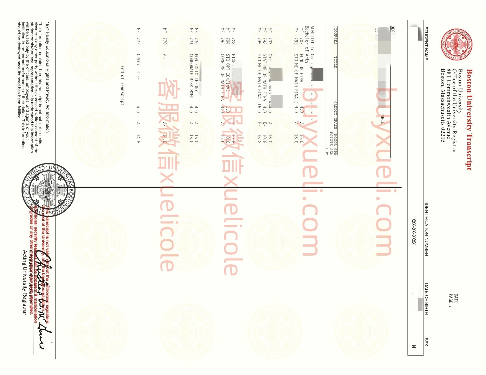 办理波士顿大学BU成绩单,在线购买美国Boston University成绩单，修改波士顿大学成绩单transcript,做一份BU官方成绩单transcript要多久,美国波士顿大学密封成绩单制作